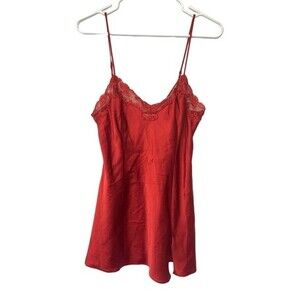 Victoria’s Secret | Silky Deep Red‎ Adjustable Spaghetti Straps Lace Babydoll M